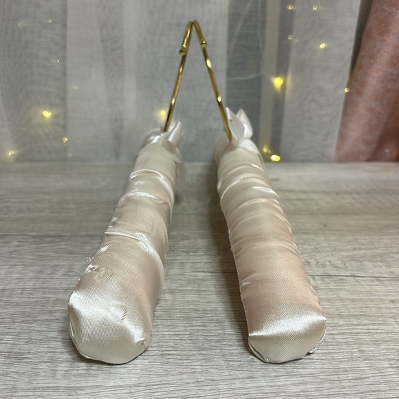 Two White Padded Wrapped Satin Soft Fabric Clothes Hangers - Picture 3 of 7